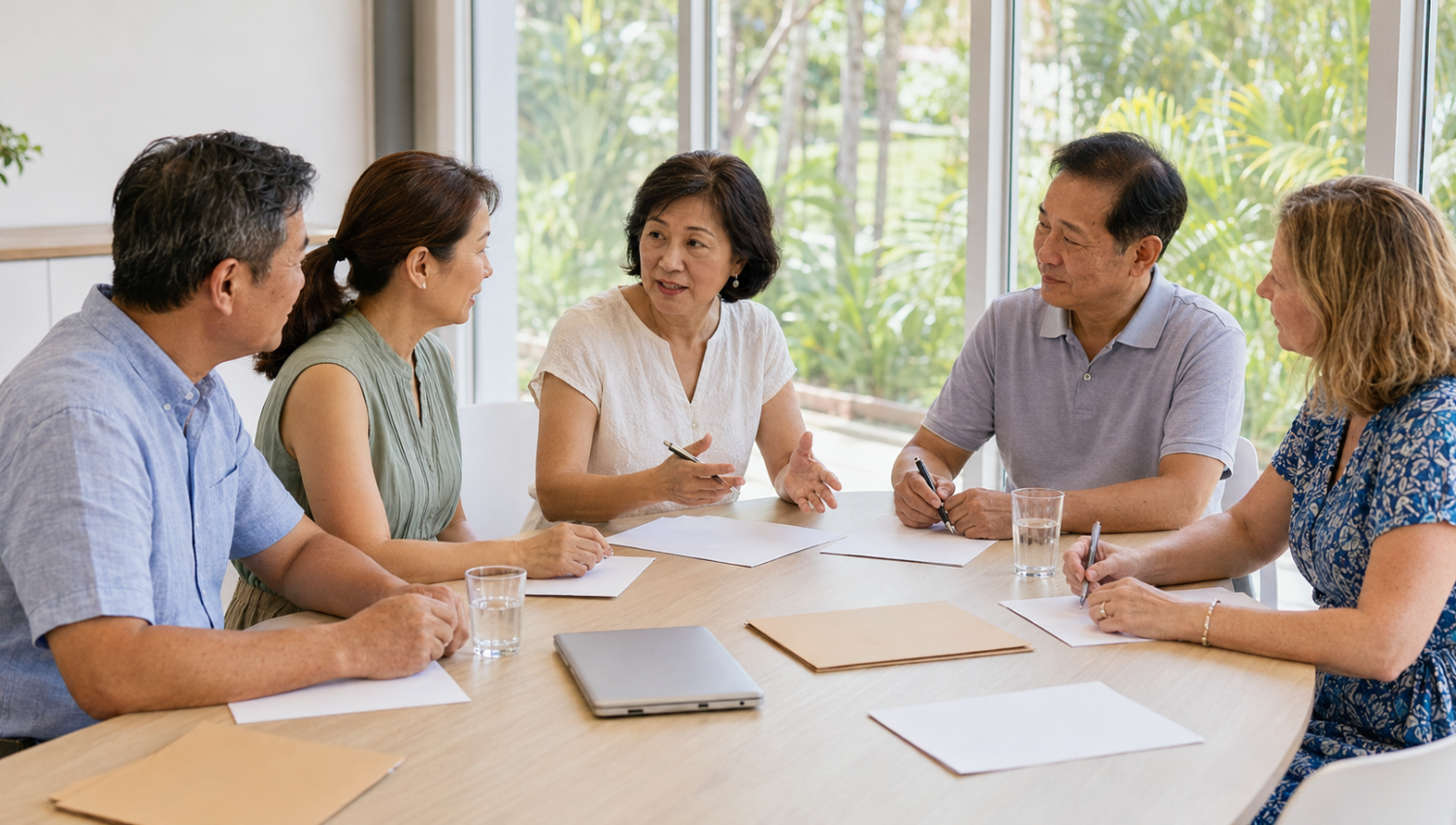 Community meeting around a table