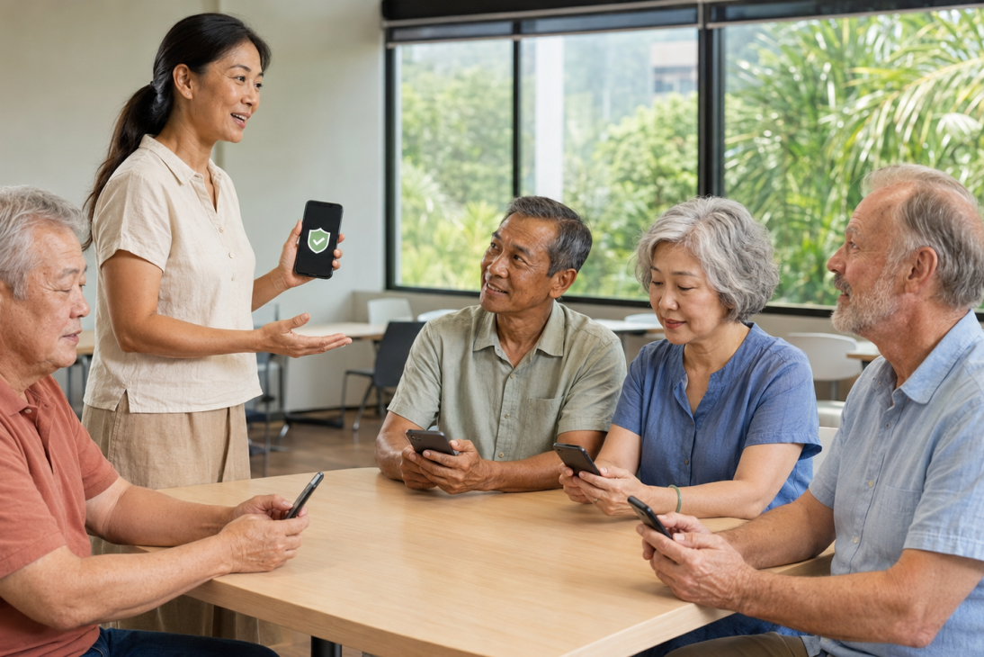 Older people connecting at a community centre