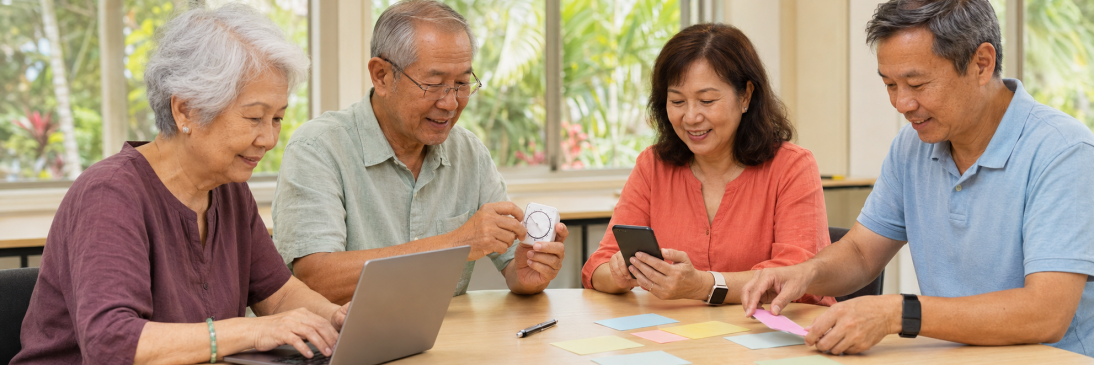 Older person learning practical digital skills