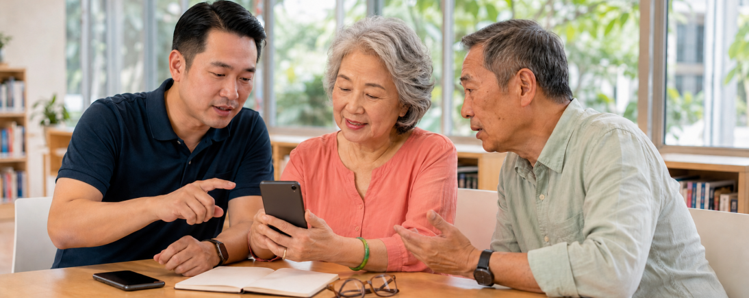 Older people connecting at a community centre